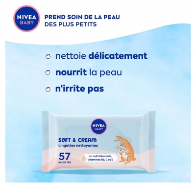 Nivea Baby Soft & Cream Lingettes Nettoyantes 57 Pièces