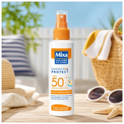 Mixa Dermo Protect Kids Spray Solaire Peaux Fragiles Enfants SPF50+ Sans Parfum 175 ml