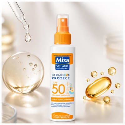 Mixa Dermo Protect Kids Spray Solaire Peaux Fragiles Enfants SPF50+ Sans Parfum 175 ml