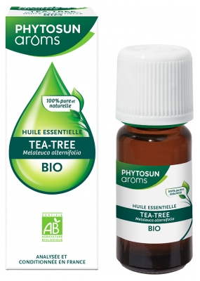 Phytosun Arôms Huile Essentielle Tea-Tree Bio (Arbre à Thé) - Hebbd - 100 % Pure & Naturelle - 100 % Bio - Analysée & Conditionnée en France - 10 ml