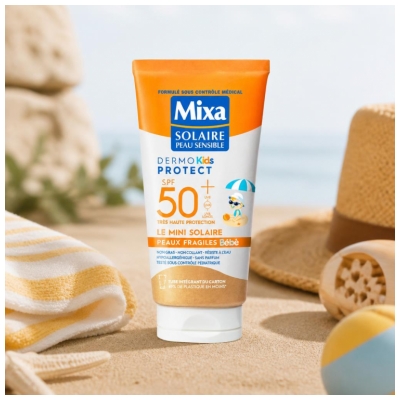 Mixa Dermo Protect Kids Mini Lait Solaire Peaux Fragiles Bébés SPF50+ Sans Parfum 50 ml