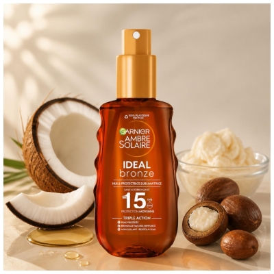 Garnier Ambre Solaire Ideal Bronze Huile Sublimatrice Protectrice SPF15 150 ml