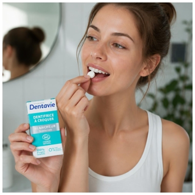 Dentavie Dentifrice à Croquer Blancheur Bicarbonate 60 Unités