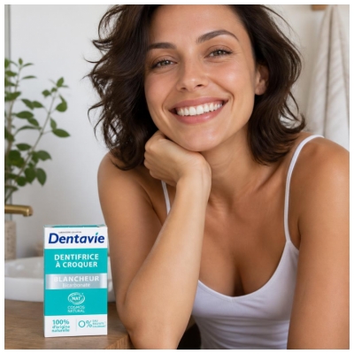 Dentavie Dentifrice à Croquer Blancheur Bicarbonate 60 Unités