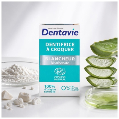 Dentavie Dentifrice à Croquer Blancheur Bicarbonate 60 Unités