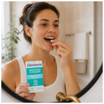 Dentavie Dentifrice à Croquer Fraîcheur Menthol Bio 60 Unités