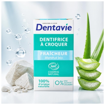 Dentavie Dentifrice à Croquer Fraîcheur Menthol Bio 60 Unités