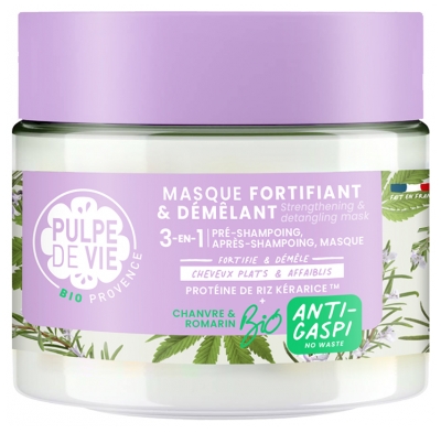 Pulpe de Vie Masque Capillaire Chanvre et Romarin Fortifiant et Démêlant 3en1 Bio 300 ml