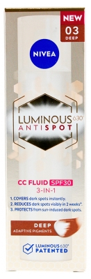 Nivea Cellular Luminous630 CC Fluide 3en1 Anti-Taches SPF30 40 ml - Teinte : Foncé