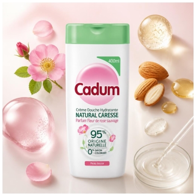 Cadum Natural Caresse Crème de Douche à la Fleur de Rose Sauvage 400 ML