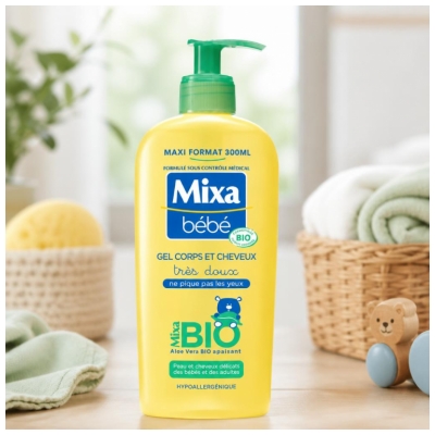Mixa Bébé Gel 2 en 1 Corps et Cheveux Bio 300 ml