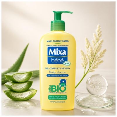 Mixa Bébé Gel 2 en 1 Corps et Cheveux Bio 300 ml