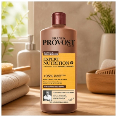 Franck Provost Expert Nutrition + Shampoing pour Cheveux Très Secs et Épais 500 ML