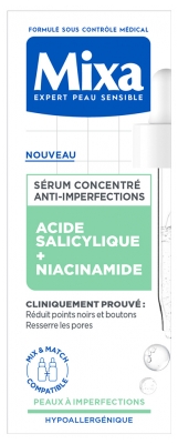 Mixa Sérum Concentré Anti-Imperfections à l'Acide Salycilique + Niacinamide Peaux à Imperfections 30 ml