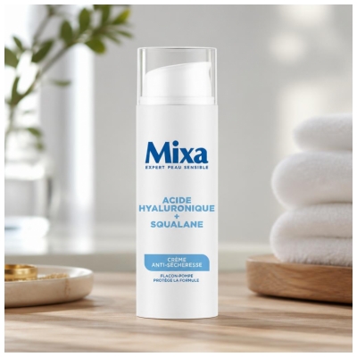 Mixa Crème Anti-Sécheresse à l'Acide Hyaluronique et au Squalane Peaux Déshydratées et Sensibles 50 ml