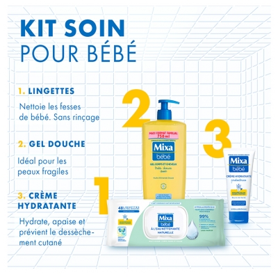 Mixa Bébé Lingettes à l'Eau Nettoyante Naturelle Multi-Usage 48 Lingettes