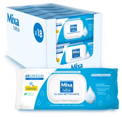 Mixa Bébé Lingettes à l'Eau Nettoyante 48 Unités