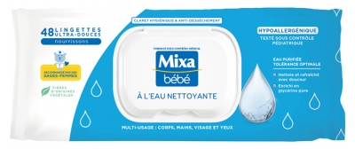 Mixa Bébé Lingettes à l'Eau Nettoyante 48 Unités