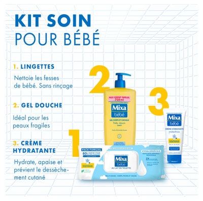 Mixa Bébé Lingettes au Lait de Toilette 80 Unités