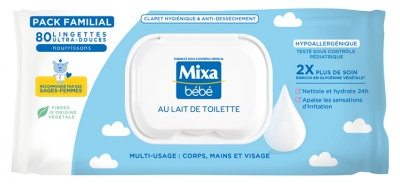 Mixa Bébé Lingettes au Lait de Toilette 80 Unités