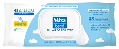 Mixa Bébé Lingettes au Lait de Toilette 48 Unités