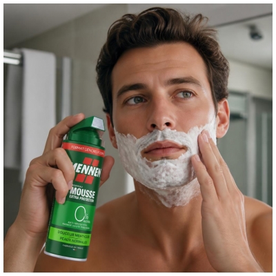 Mennen Mousse de Rasage Extra Protection Douceur Mentholée Peaux Normales 200 ml