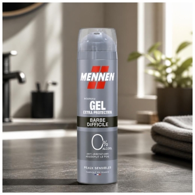 Mennen Gel de Rasage Extra Protection Barbe Difficile Peaux Sensibles 200 ml