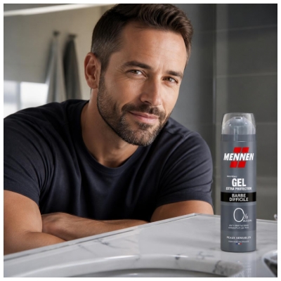 Mennen Gel de Rasage Extra Protection Barbe Difficile Peaux Sensibles 200 ml
