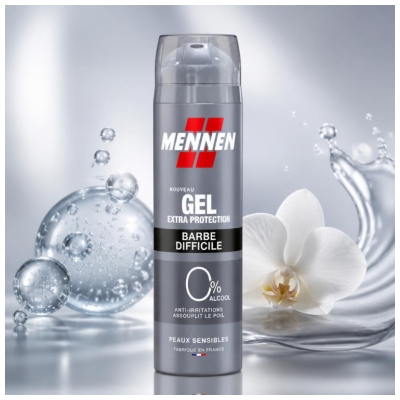 Mennen Gel de Rasage Extra Protection Barbe Difficile Peaux Sensibles 200 ml