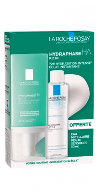 La Roche-Posay Hydraphase HA Riche 50 ml et Eau Micellaire Peaux Sensibles 50 ml Offerte