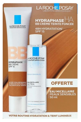 La Roche-Posay Hydraphase HA BB Crème SPF15 40 ml avec Eau Micellaire Offerte - Teinte : Foncée
