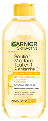 Garnier SkinActive Solution Micellaire Tout en 1 à la Vitamine C Nettoie et Illumine 400 ml