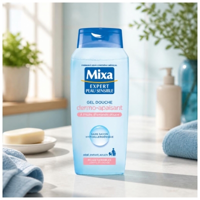 Mixa Gel Douche Dermo-Apaisant Hypoallergénique à l'Huile d'Amande Douche 400 ml