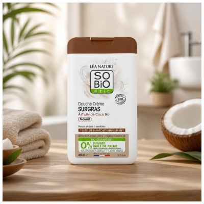 Léa Nature SO BIO étic Douche Crème Surgras à l'Huile de Coco Biologique 450 ML
