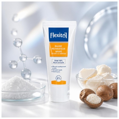 Flexitol Baume Réparateur Mains Sèches ou Abîmées Urée 10% 56 Grammes