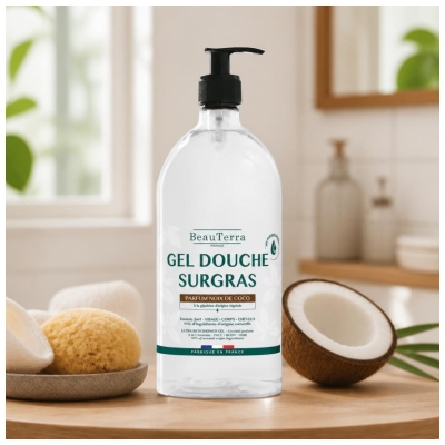 BeauTerra Gel Douche Surgras à la Noix de Coco 1 Litre