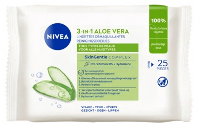 Nivea Lingettes Démaquillantes Visage Yeux Lèvres Aloe Vera 25 Lingettes