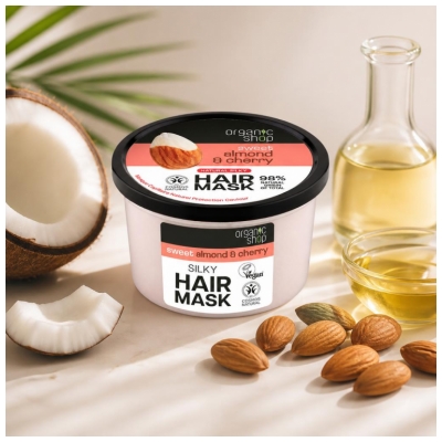 Organic Shop Masque Capillaire Naturel Protection Couleur à l'Amande & Cerise 250 ML
