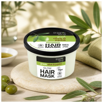 Organic Shop Masque Capillaire Naturel Fortifiant et Brillance à l'Olive & Jojoba 250 ML