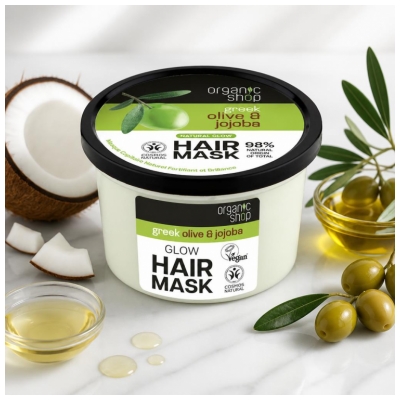 Organic Shop Masque Capillaire Naturel Fortifiant et Brillance à l'Olive & Jojoba 250 ML