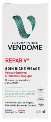 Laboratoires Vendôme Soin Riche Visage Peaux Réactives à Tendances Atopiques 50 ml