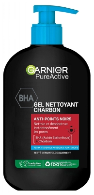 Garnier PureActive Gel Nettoyant Charbon Anti-Points-Noirs 250 ML