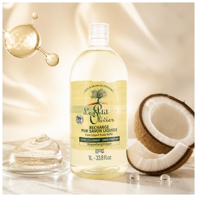 Le Petit Olivier Pur Savon Liquide Hypoallergénique Recharge 1 l
