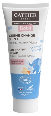 Cattier Bébé Crème Change 3 en 1 - Protège, Apaise, Adoucit - 75 ml