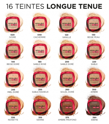 L'Oréal Paris Infaillible 24H Fond de Teint Poudre Longue Tenue 9 g - Teinte : 260 Neutre/Soleil Doré