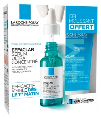 La Roche-Posay Effaclar Sérum Visage Anti Imperfections 30 ml + Gel Moussant Purifiant Peaux Grasses Acnéiques 50 ml Offert