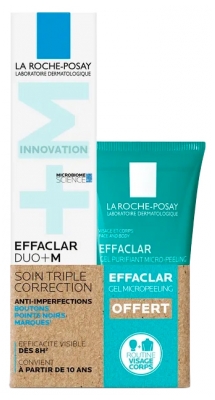 La Roche-Posay Effaclar Duo+M 40 ml + Gel Purifiant Micro-Peeling 50 ml Offert