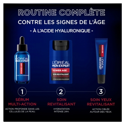 L'Oréal Paris Men Expert Power Age Soin Pour les Yeux Revitalisant à l'Acide Hyaluronique 15 ml