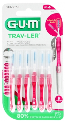 GUM Trav-Ler Brossettes Interdentaires Réutilisables 6 Unités - Taille : 1612 : 1,4 mm