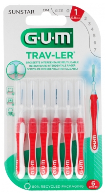 GUM Trav-Ler Brossettes Interdentaires Réutilisables 6 Unités